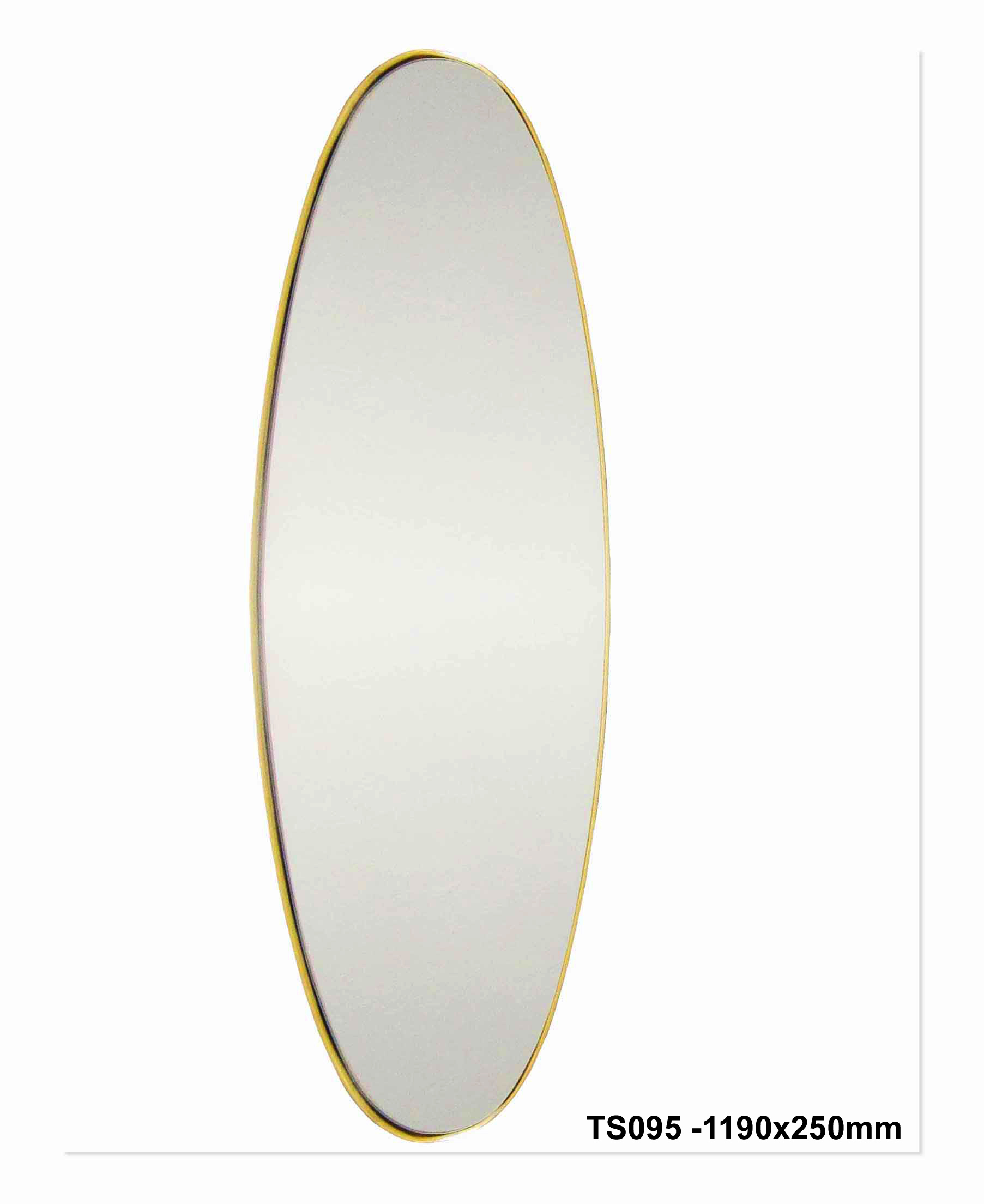 TS095 Wall décor art mirror modern long oval gold frame 1190mm